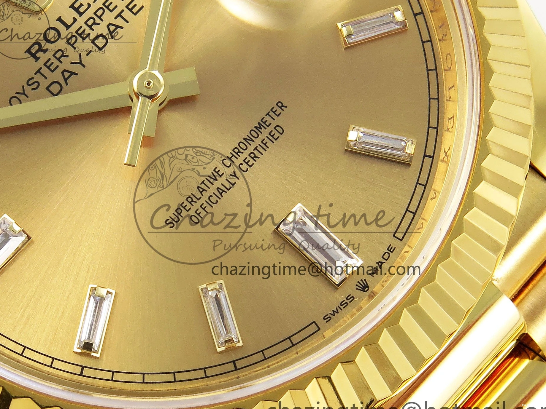 1225 WrinkleFree DayDate 40 228238 ARF 904L Steel YG Crystal Diamonds Bezel on President Bracelet VR 1550